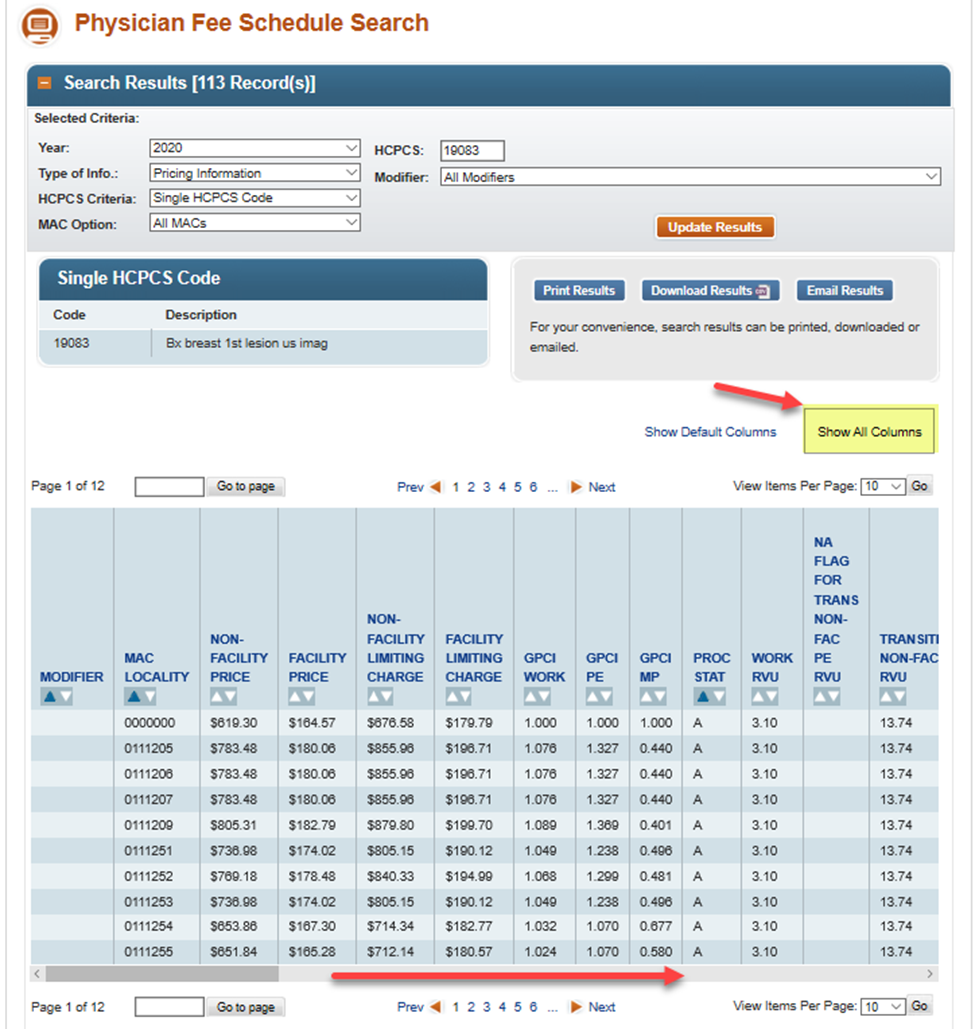 Select Show All Columns button.